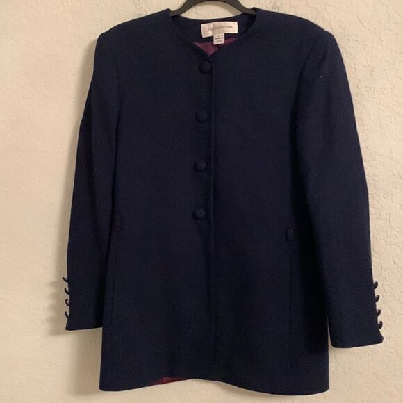 Jones New York Wool Blazer w/ Shoulder Pads Size 10 - Picture 1 of 13